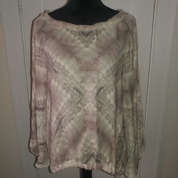 Haute Hippie: 100% Silk Cream Oversized Kimono Blouse - Women's Size Small - Picture 2 of 8